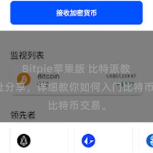 Bitpie苹果版 比特派教程地址分享，详细教你如何入门比特币交易。
